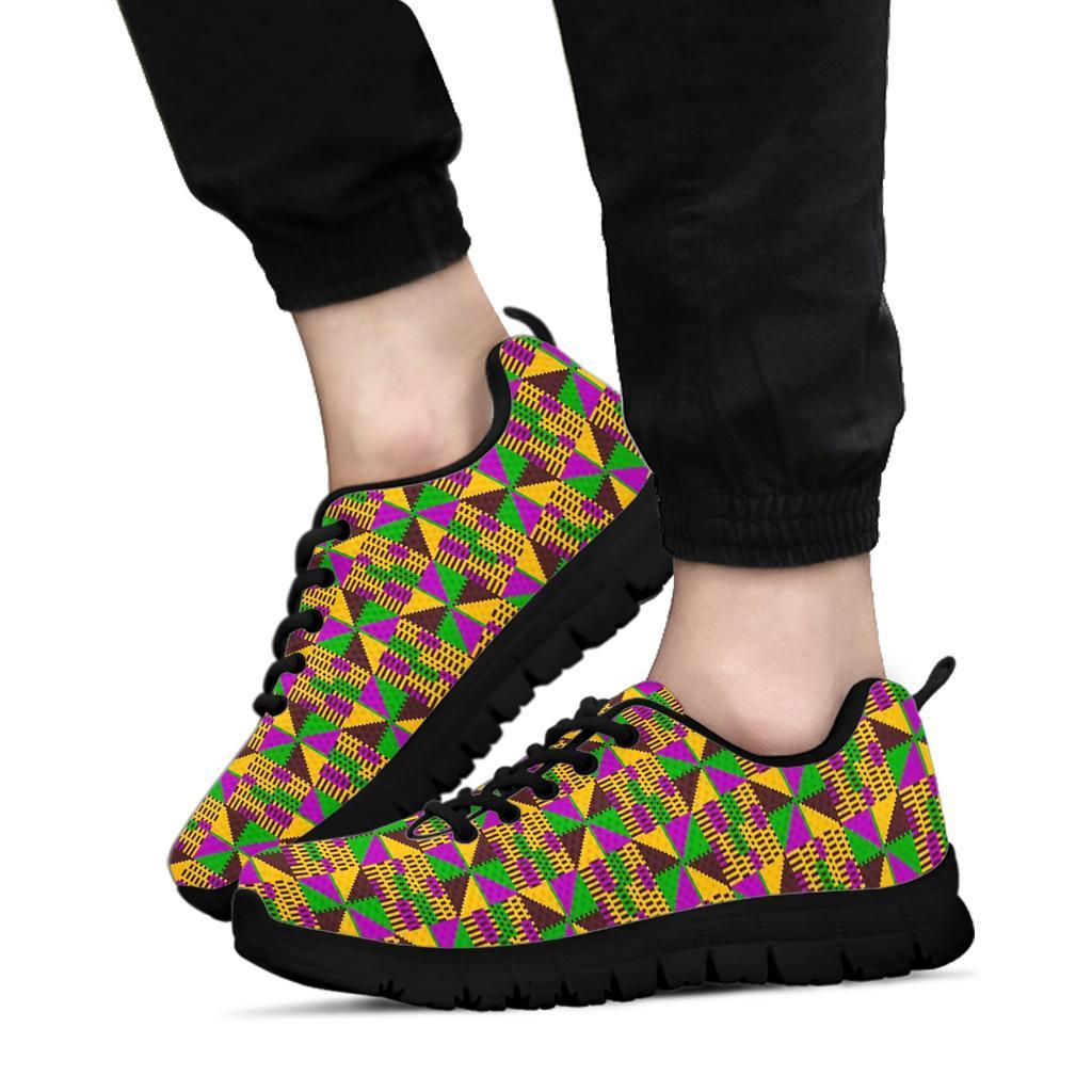 African Kente Pattern Print Sneaker Shoes For Men Women