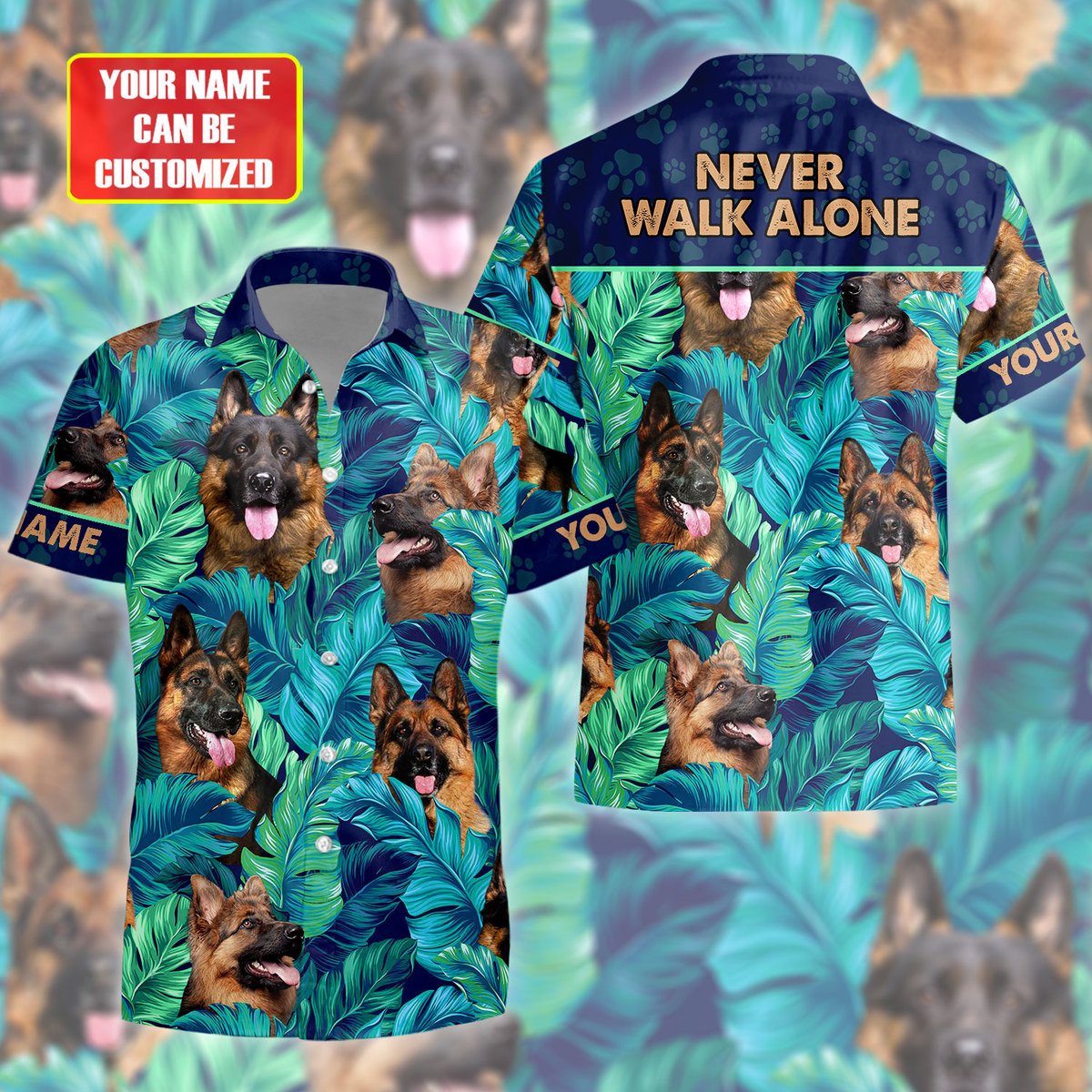 Personalized German Shepherd Never Walk Alone Tropical Hawaii Shirt Beach Short Q130704