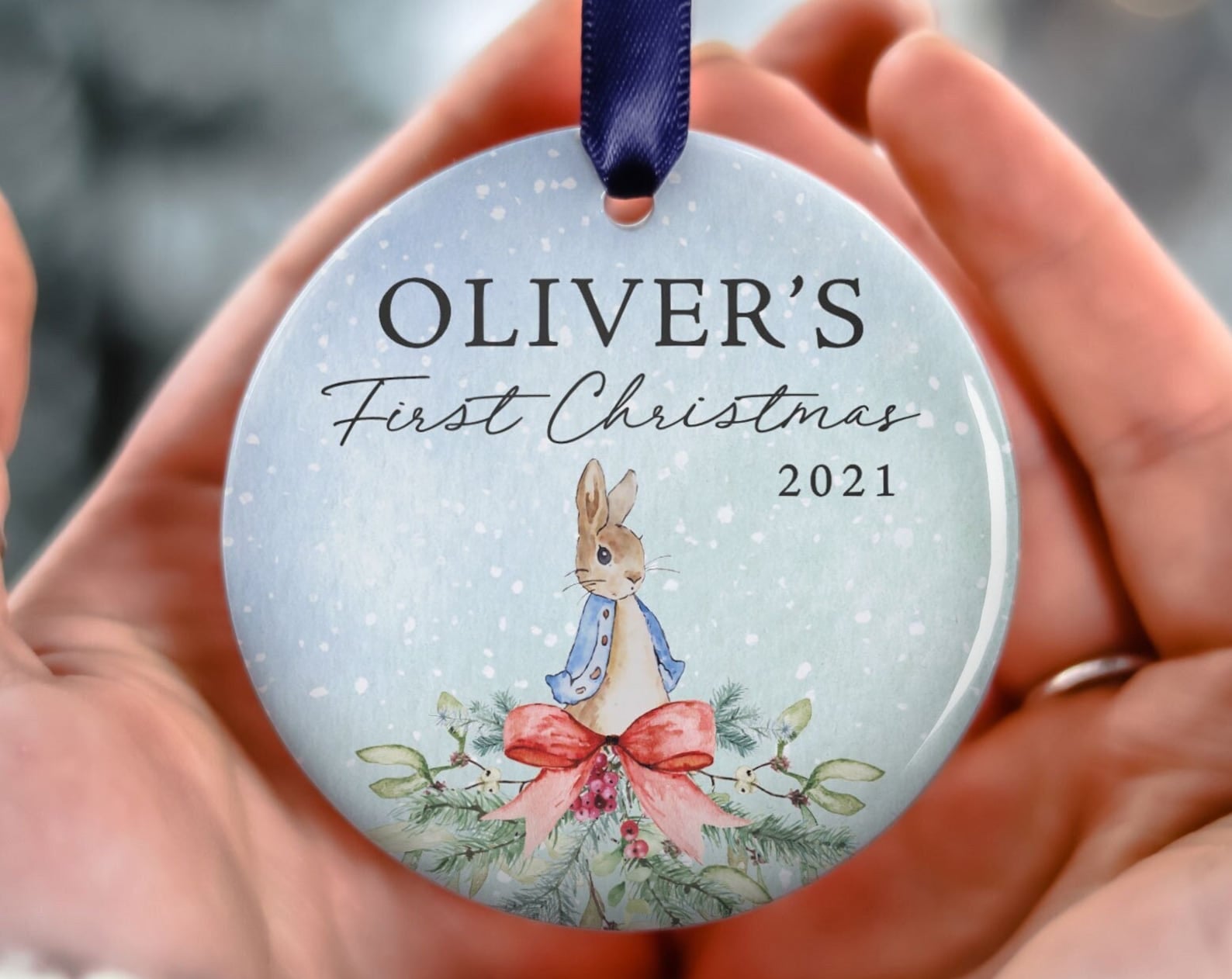 Personalized Baby’S First Christmas Rabbit 1St Baby Gift Xmas Bauble New Baby Boy Keepsake Ornament