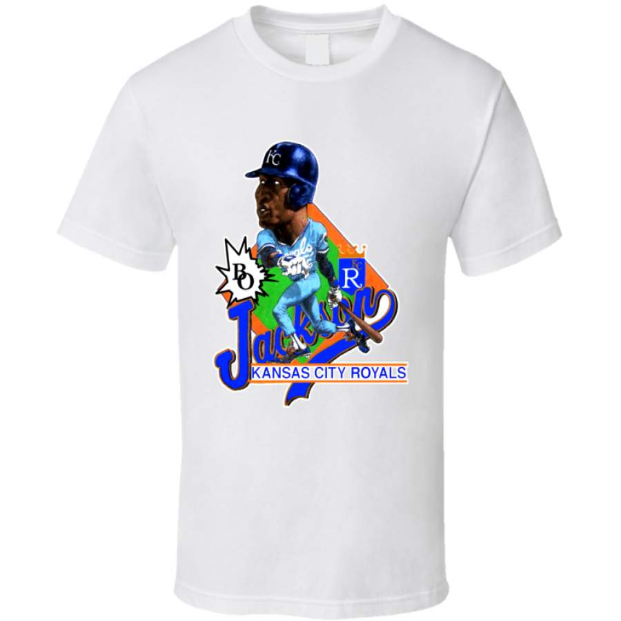 Bo Jackson KC Kansas City Baseball Retro Caricature T Shirt