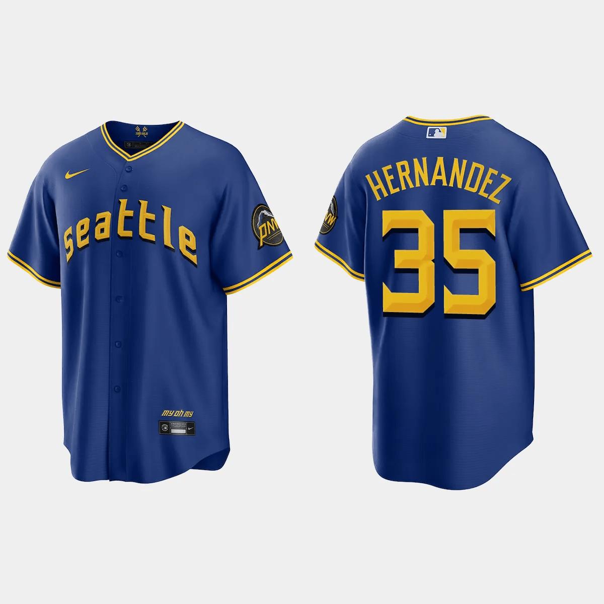 Teoscar Hernandez 35 Seattle Mariners 2023 City Connect Game Jersey – Royal