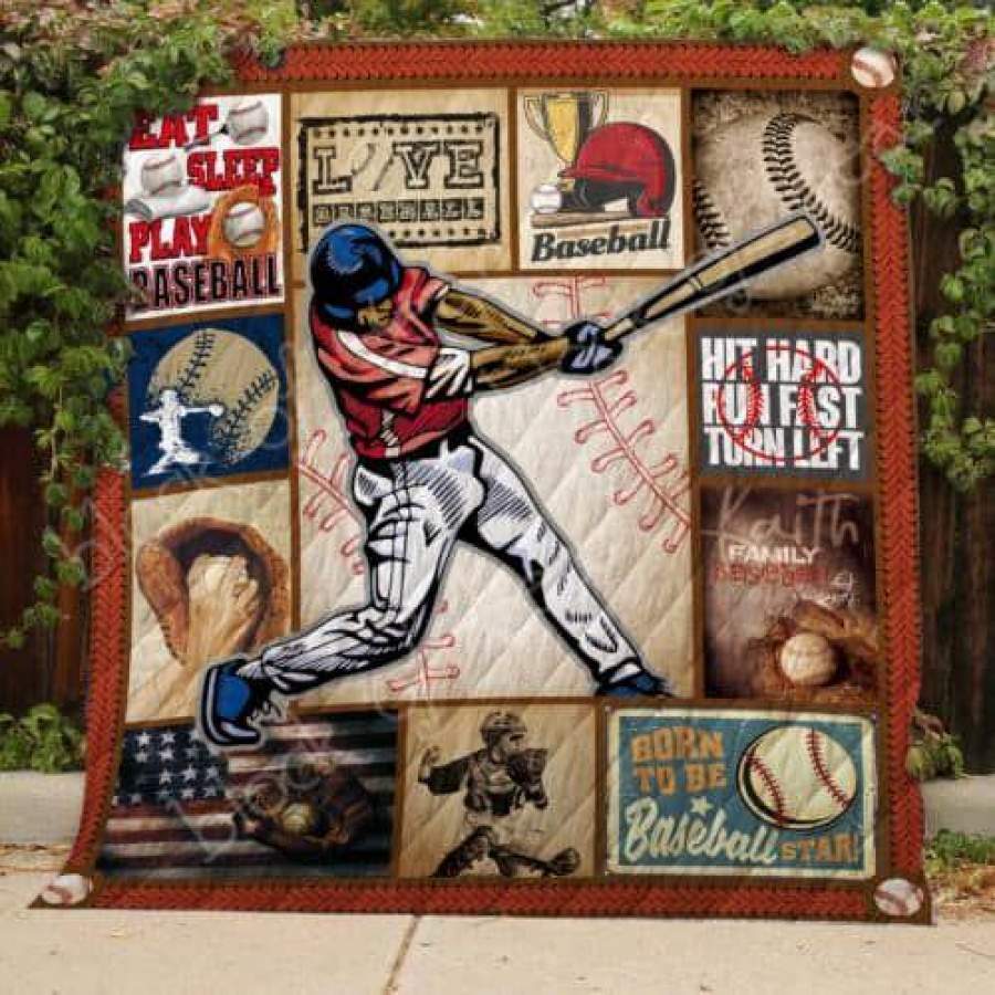 .Born to Be Baseball Star Quilt Blanket custom name #V