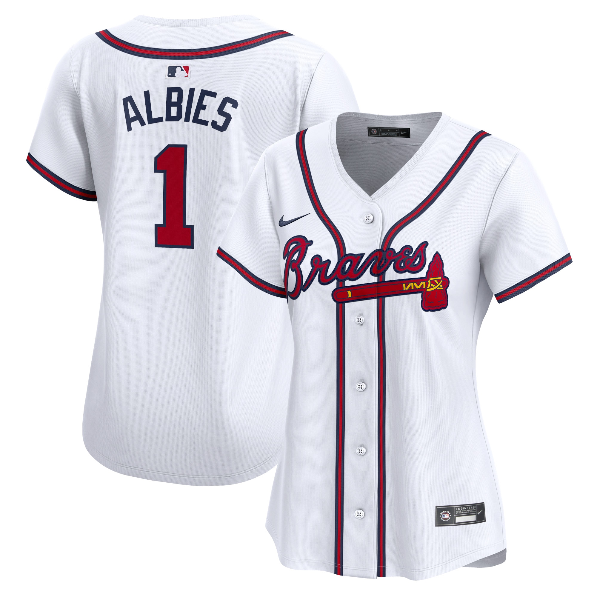 Ozzie Albies Atlanta Braves Women's Home Limited Player Jersey – White