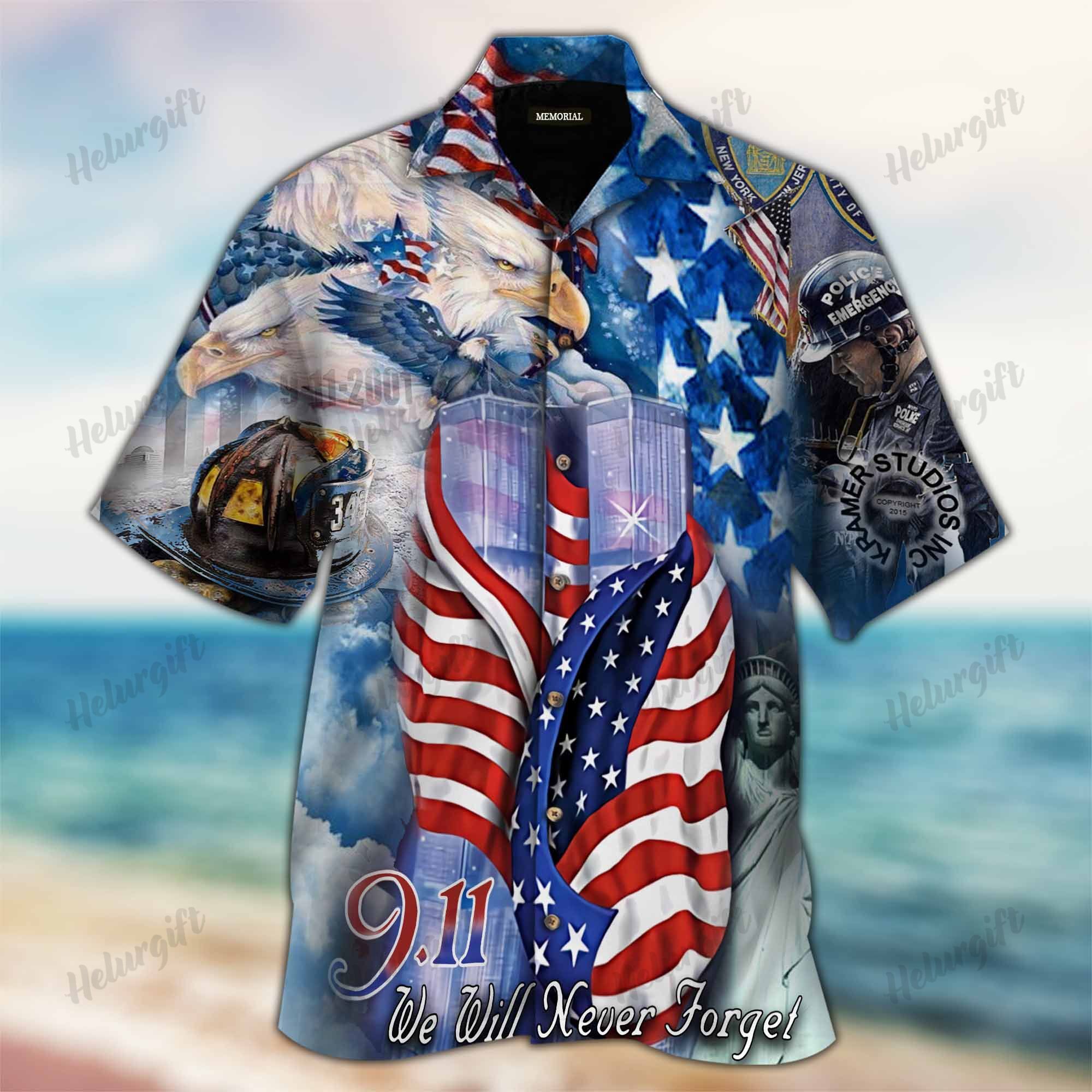 Police September Memorial Hawaiian Aloha Short Sleeve Shirt Ha3935