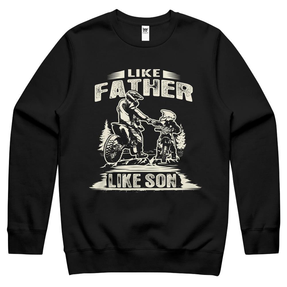 Vintage Like Father Like Son Motocross Dirt Bike Crewneck Sweatshirt