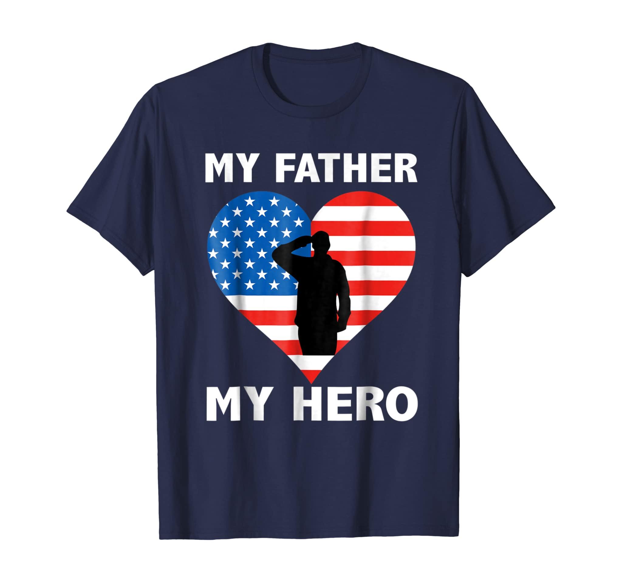 My Father My Hero Patriotic Tshirt Veterans Day Shirt Kids