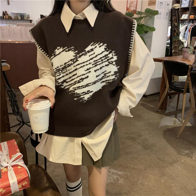 Sweet Heart Sweater Vests Women Baggy All-match Knitwear Design Elegant Casual Hot Sale Girlish Harajuku College New Arrival Ins alx