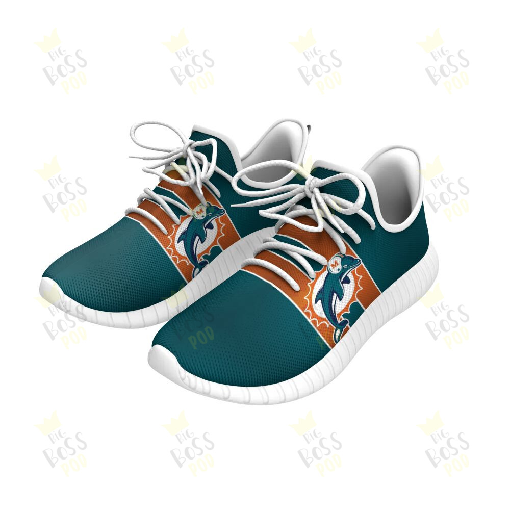 Miami Dolphins Vertical Grunge Aqua Orange Color Team Logo Gift For Dolphins Fans Sport Running Sneakers Shoes