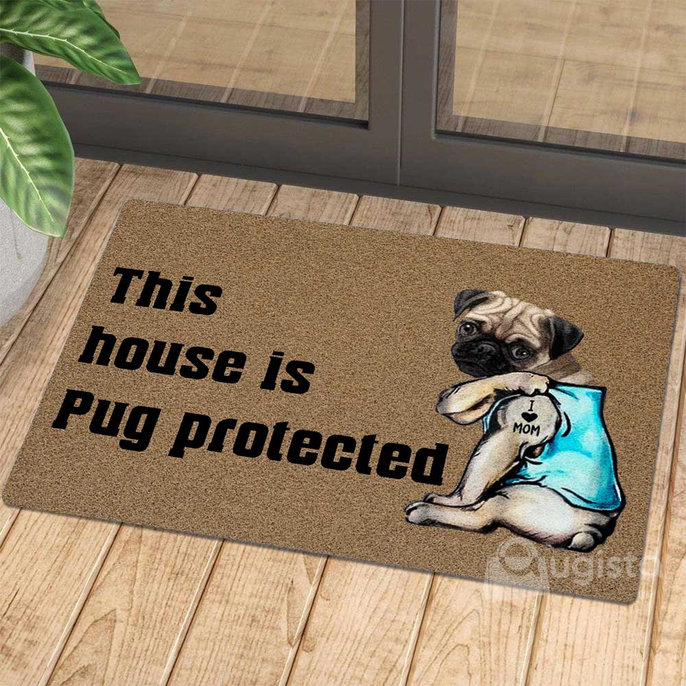 This House Is Pug Protected I Love Mom All Over Printing Doormat Pre2397