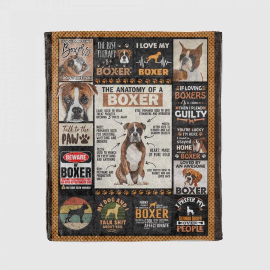 The Anatomy Of A Boxer Fleece Blanket Dog Blanket Animal Blankets Lover Personalized Blankets