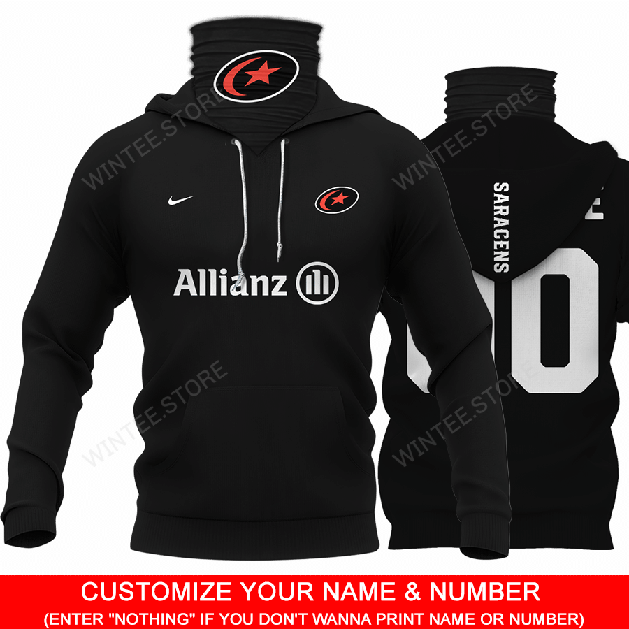 04Saracens001 |HoodieMask| CUSTOMIZE YOUR NAME & NUMBER | HOT SALE 3D PRINTED