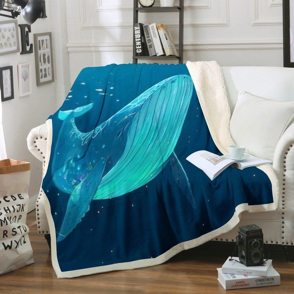 Whale Sherpa Fleece Blanket Kodt