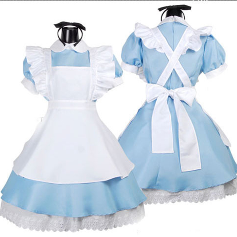 Alice In Wonderland Cosplay Costume Lolita Dress Maid Apron Fantasia Carnival Halloween Costumes for Women Masquerade Party alx