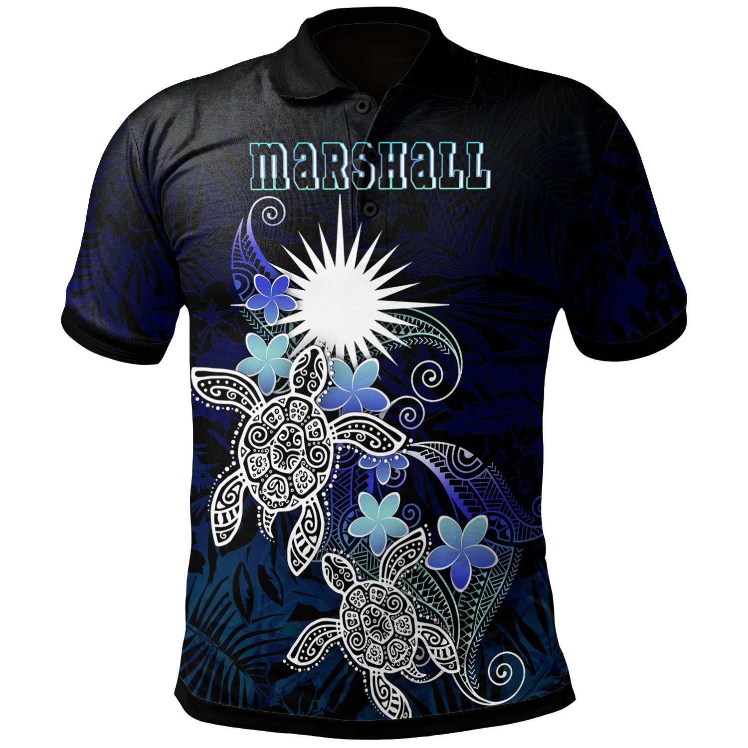 Marshall Islands Polynesian Polo Shirt – Blue Turtle Couple – BN22