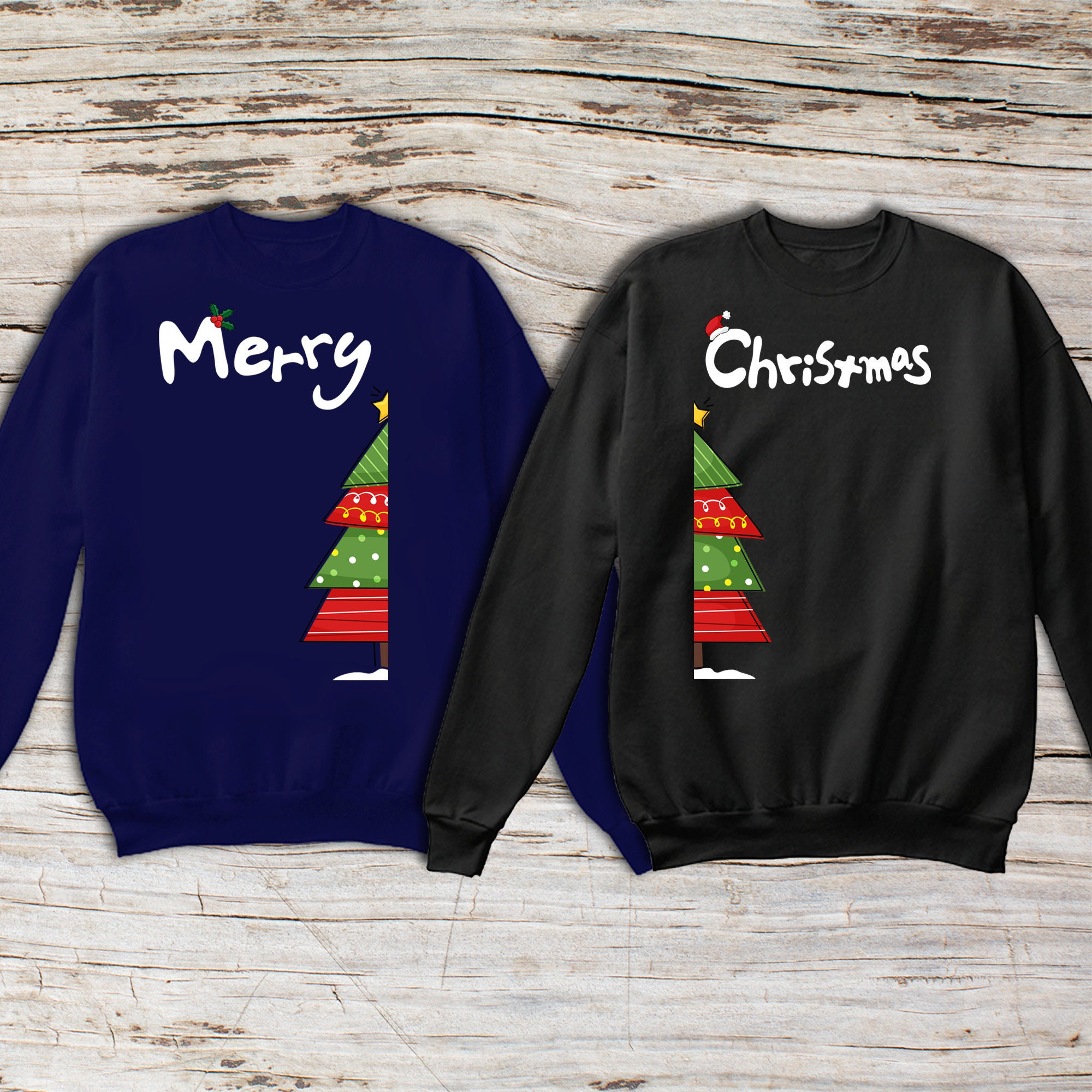 Couple Shirts Merry Christmas Xmas Tree His Hers Matching Couple, Valentine Gifts, Christmas Gift Graphic Unisex T Shirt, Sweatshirt, Hoodie Size S – 5Xl