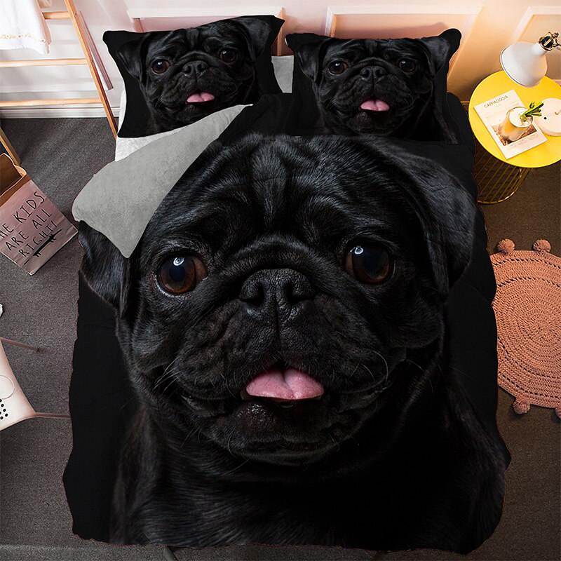 3D Lovely Pug Puppy King Size Bedding Sets For Children Soft Room Decorate Dog Queen Duvet Cover Pillowcase Set Holiday Gift