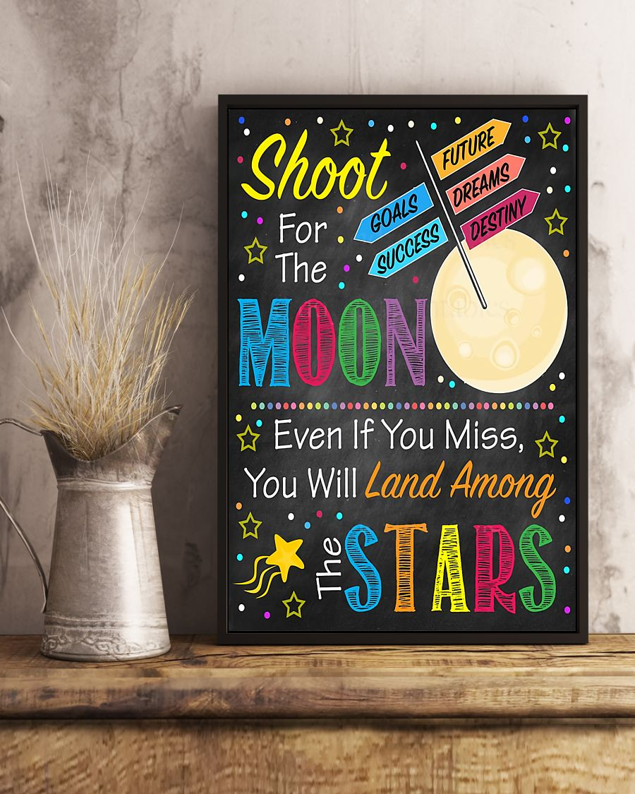 Teacher Supplies For Classroom School Poster Shoot For The Moon Decor Room Home Decor Wall Art Back To School Gifts Idea