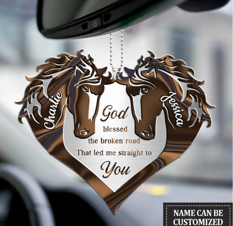 Couple Horse Heart God Blessed Personalized Ornament