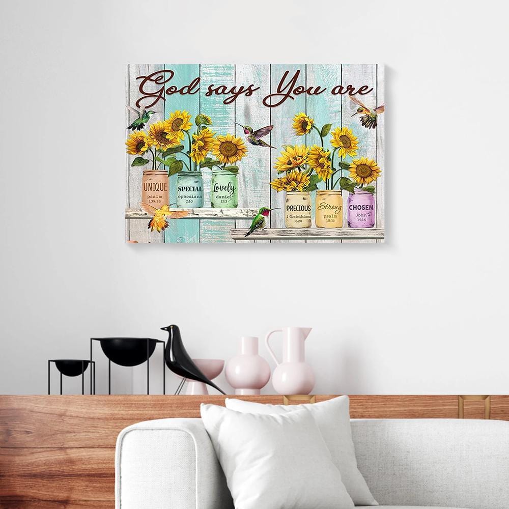 Canvas Prints God Says You Are Unique Special Custom Flower Hummingbird Canvas Home Decor Canvas