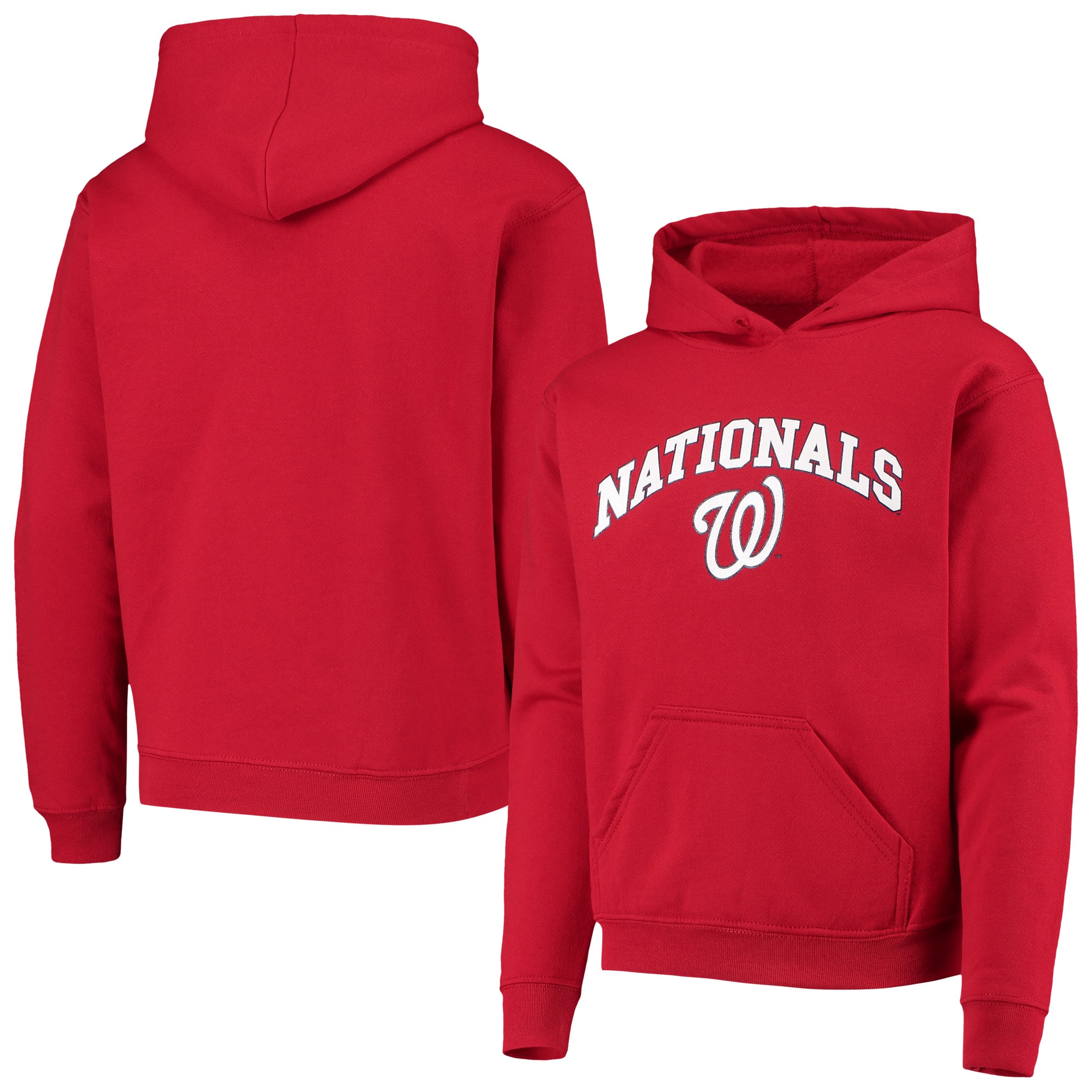 Youth Washington Nationals Stitches Red Pullover Fleece Hoodie