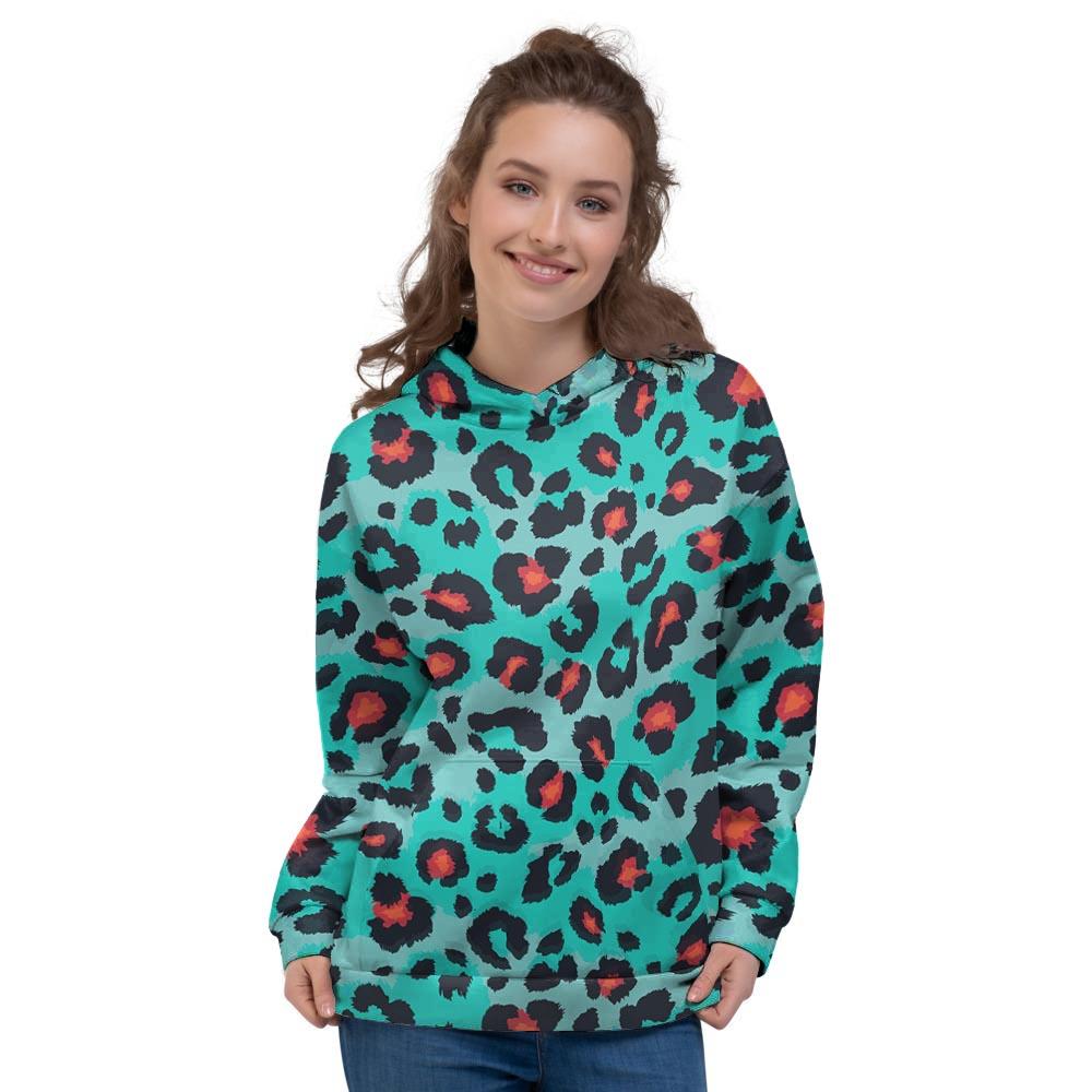 Teal Leopard Women’S Hoodie