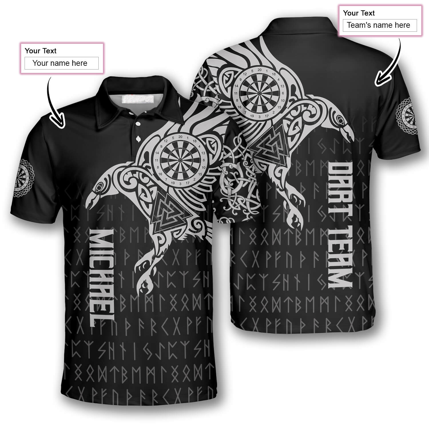 Viking The Raven Of Odin Viking Tattoo Custom Darts Shirts For Men