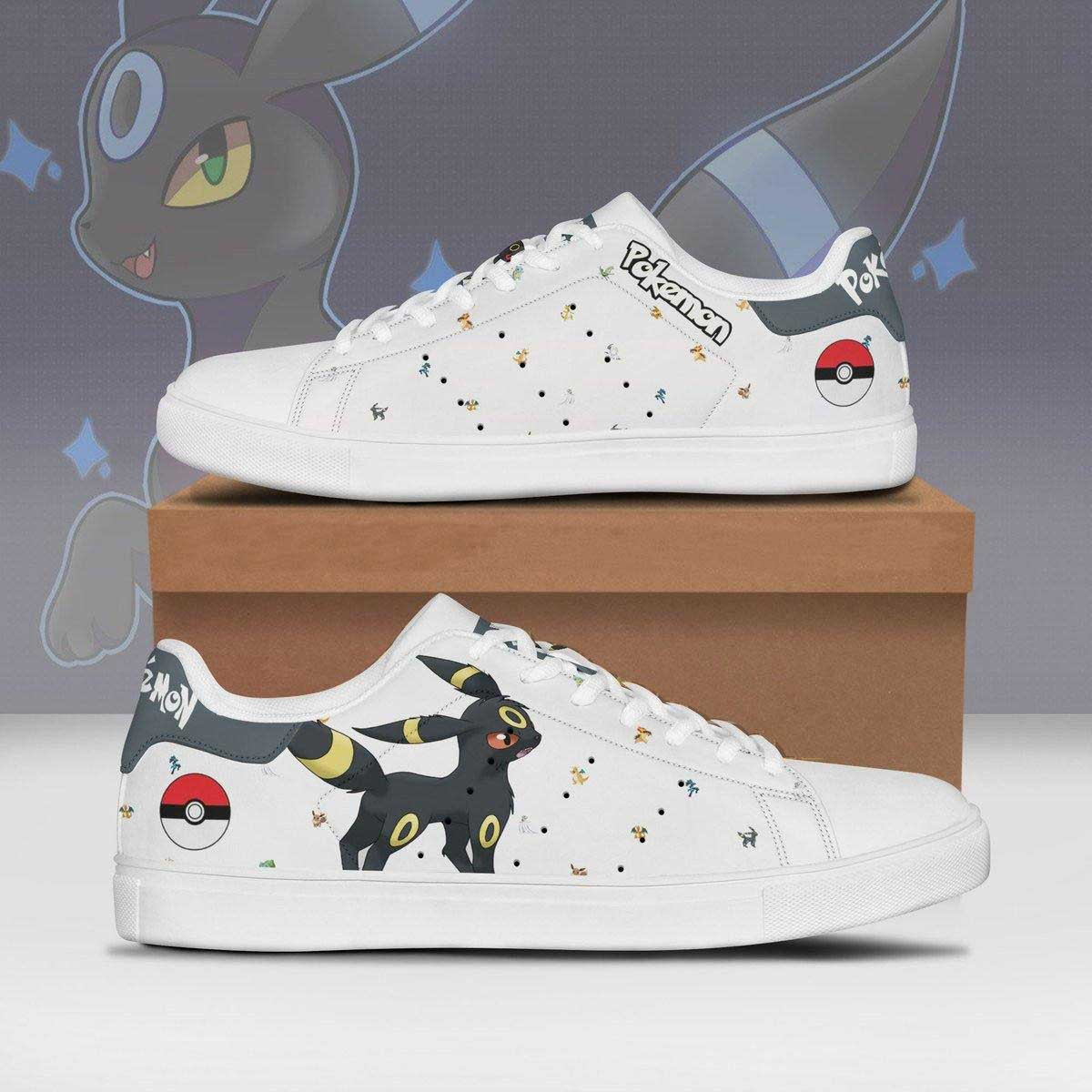 Pokemon Umbreon Anime Christmas Gift For Fan Low Top Leather Skate Shoes Sneakers For Man And Women