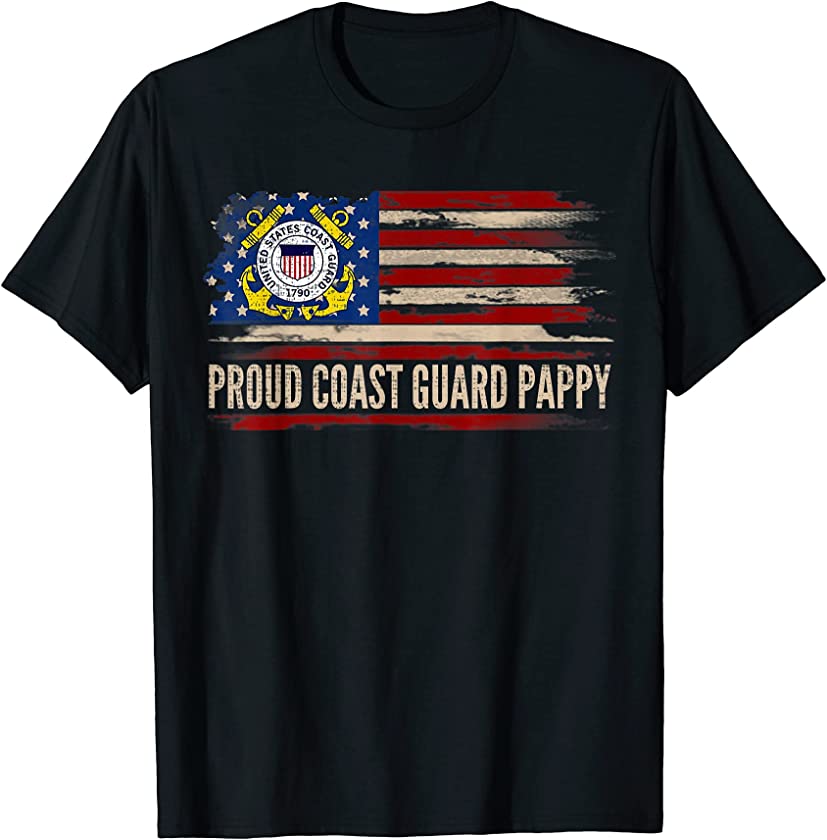 Vintage Proud Coast Guard Pappy American Flag Gift T-Shirt