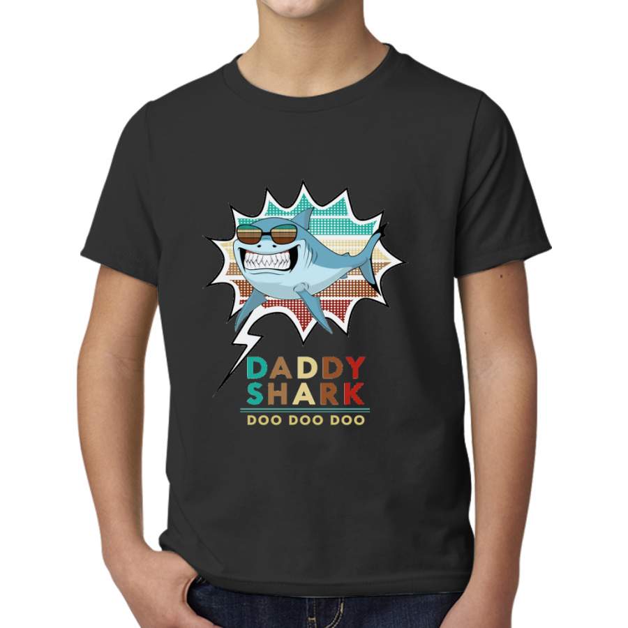 Daddy Shark Gift For Father Retro Vintage Young T-Shirt