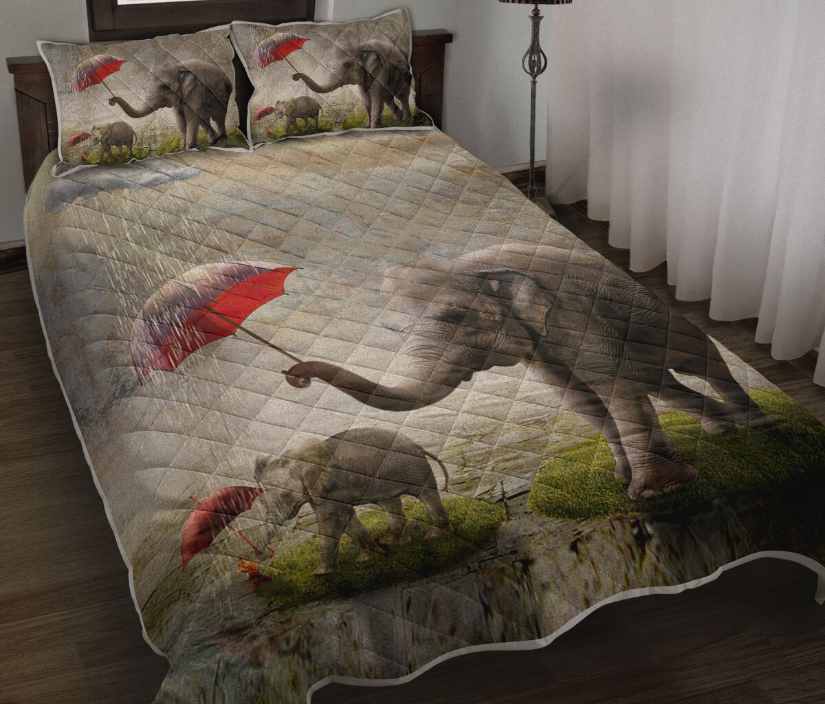 Elephant Under Umbrella Qbs Quilt Bedding Set Bedroom Decoration Duvet Set Twin/Queen/King Size Bedding