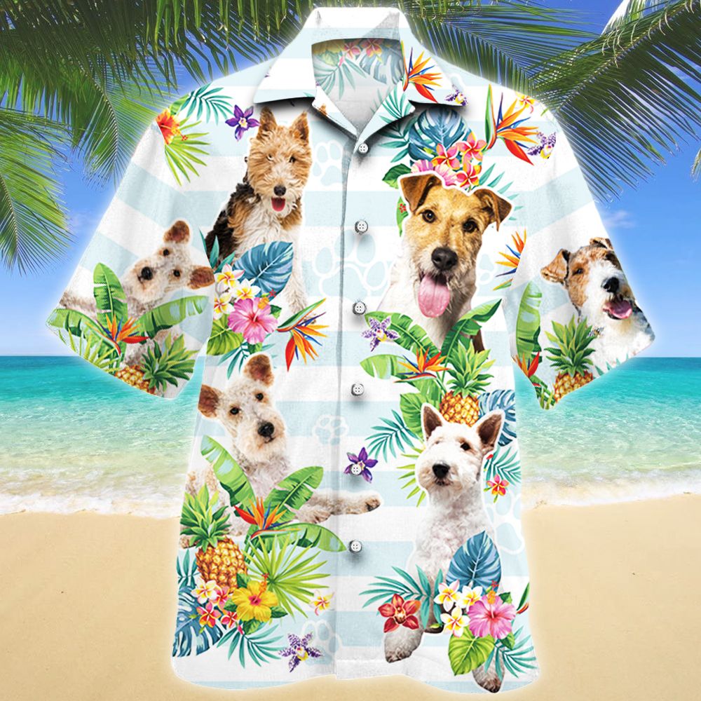 Wire Fox Terrier Dog Tropical Flower Hawaiian Shirt Ha76441