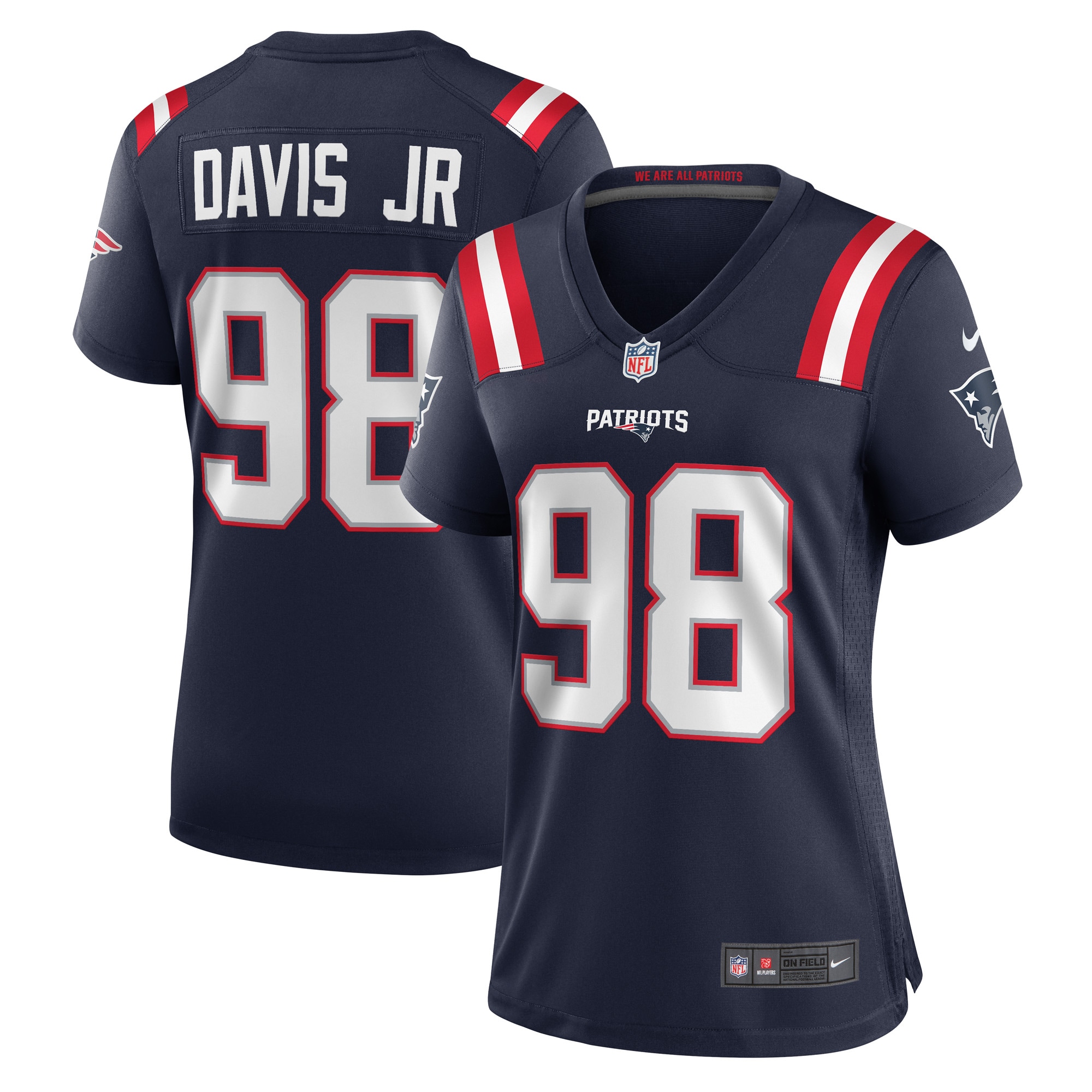 Carl Davis Jr. New England Patriots Women's Game Player Jersey – Navy