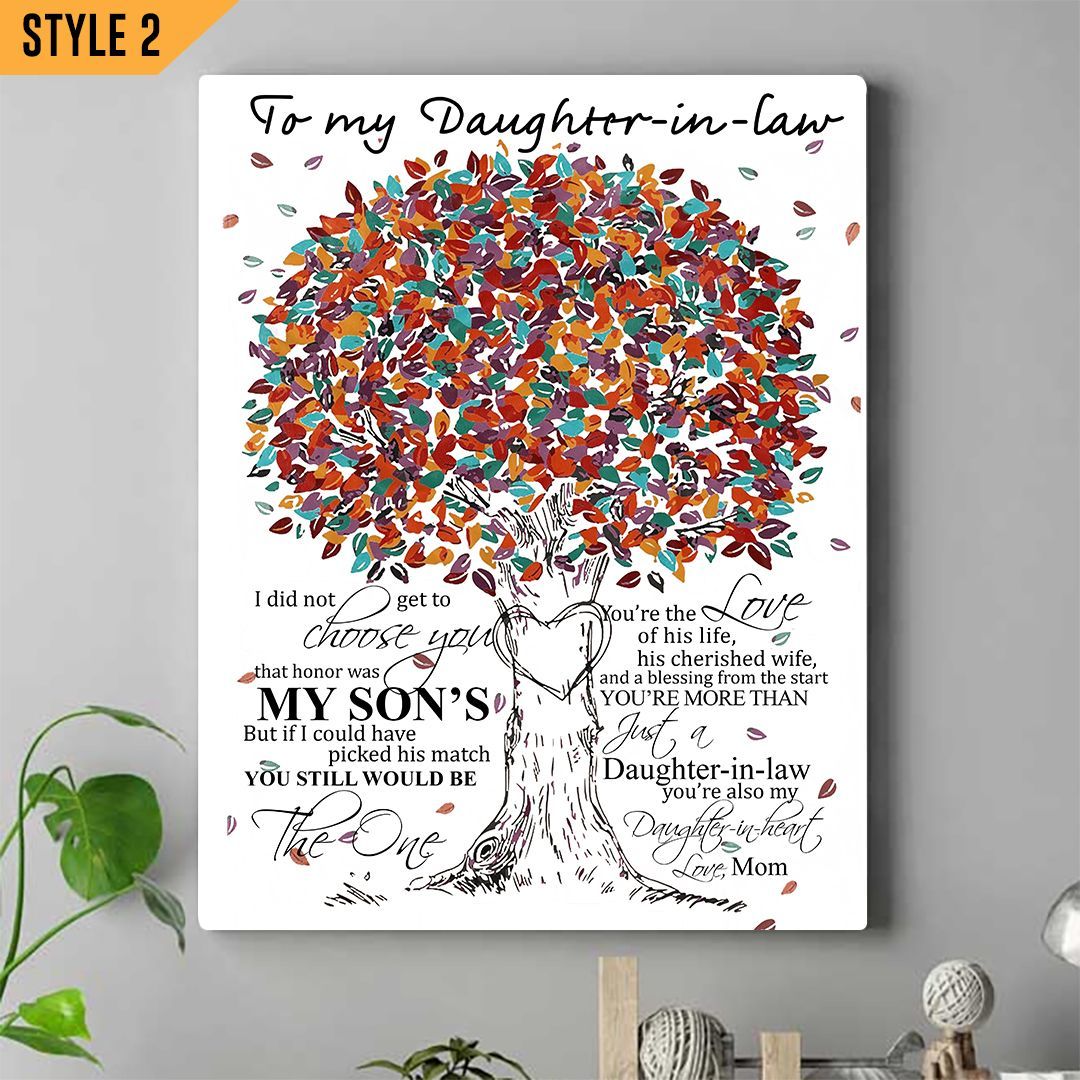 To My Daughter-In-Law  From Momyou Also My Daughter In Heart Coloful Tree Vertical Canvas Home Decor