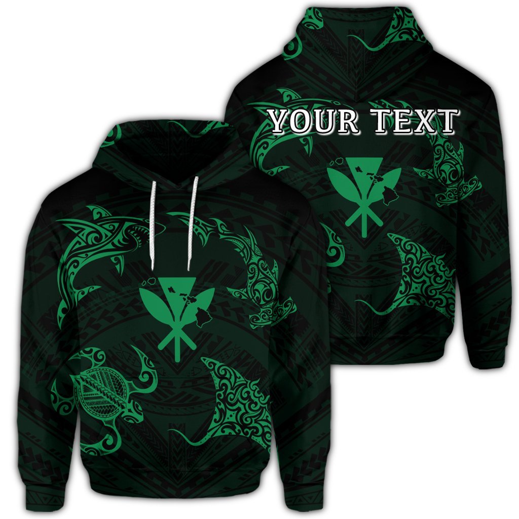 (Personalised) Polynesian Turtle Hammerhead Shark Ray Kanaka Hawaii Hoodie Circle Green – AH – J5R