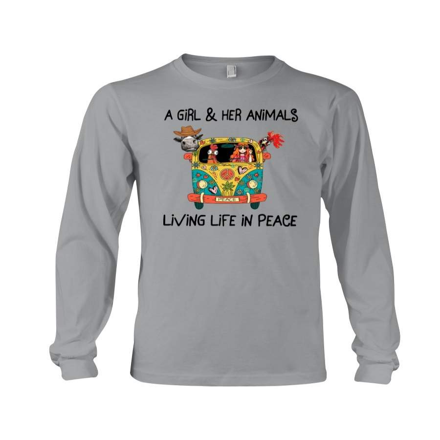 A Girl And Her Animals Living Life In Peace Special Custom Design Unisex Long Sleeve