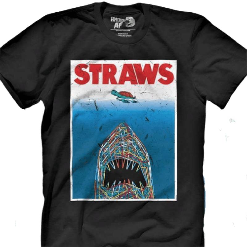 Straws Jaws Shark Turtle Men And Women T Shirt S-5Xl