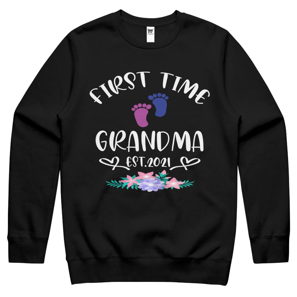 Womens First Time Grandma Shirt Promoted To Grandma Est 2021 Crewneck Sweatshirt