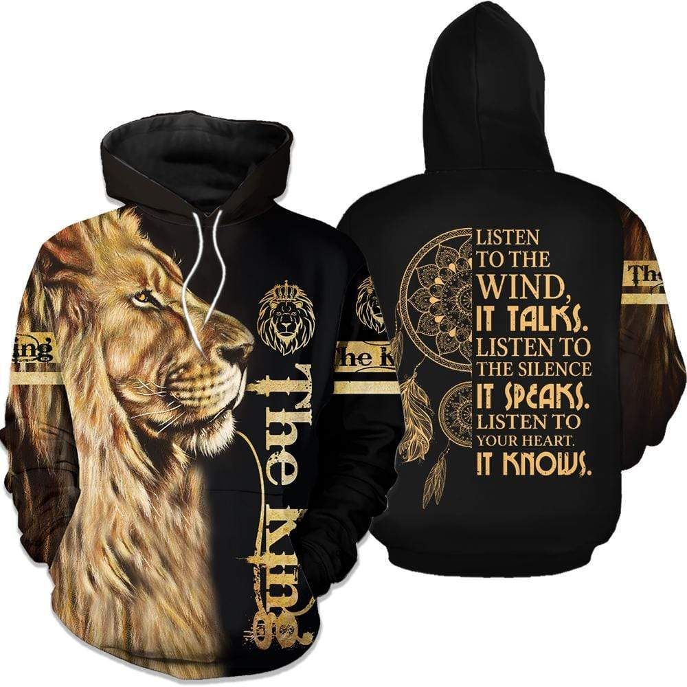 The King Lion Listen To Your Heart It Know 3D Printed Sublimation Hoodie Hooded Sweatshirt Comfy Soft And Warm For Men Women S to 5XL CTC16011079