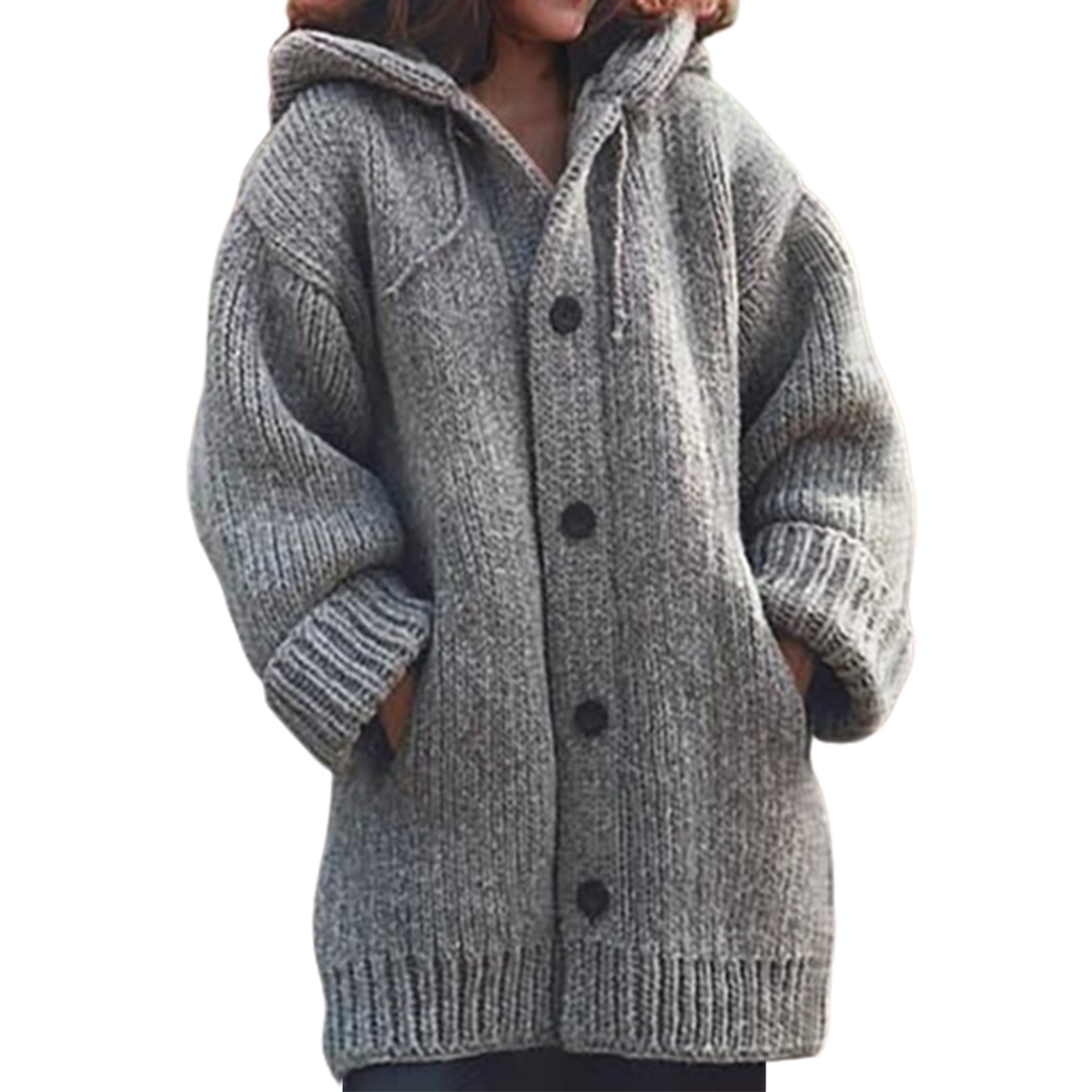 Women Cardigans sweater coat Warm Sweater Coats Loose Wool Knitted Coat Autumn Winter Women Long Cardigan Oversized Hooded 2021 alx