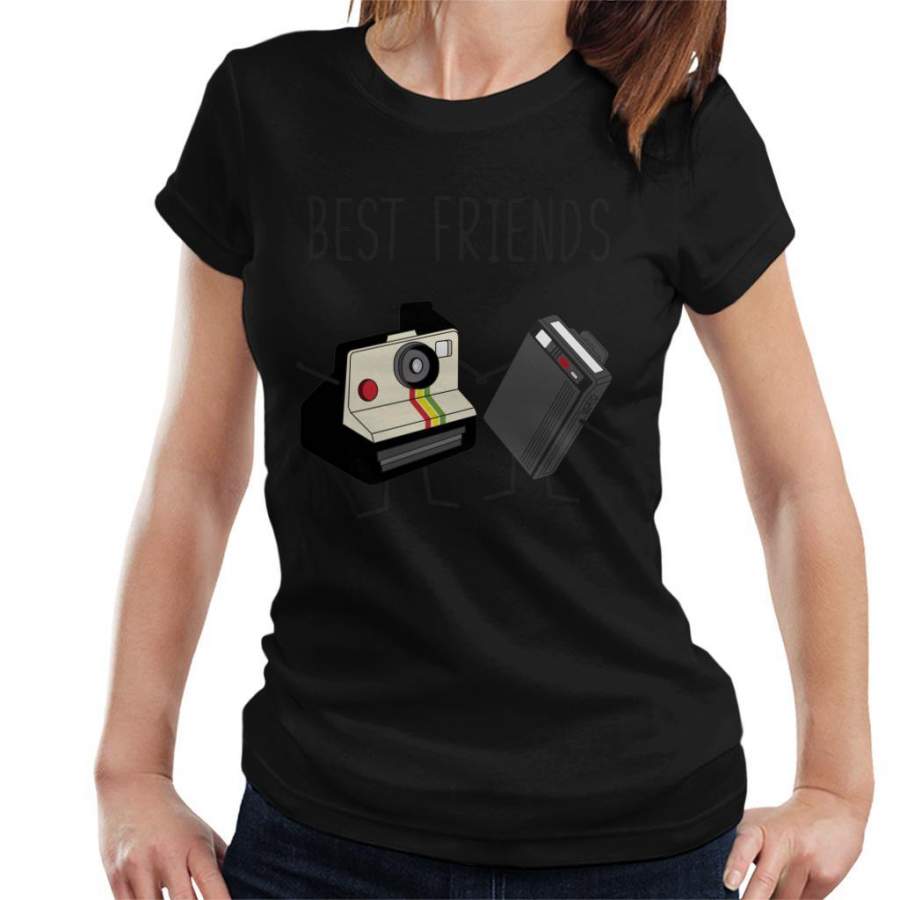 Best Friends Fun Vintage Camera And Retro Beeper Women’s T-Shirt
