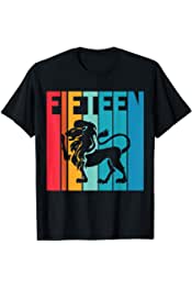 15th Birthday Leo Lion Zodiac Retro Girl Boy 15 years old T-Shirt