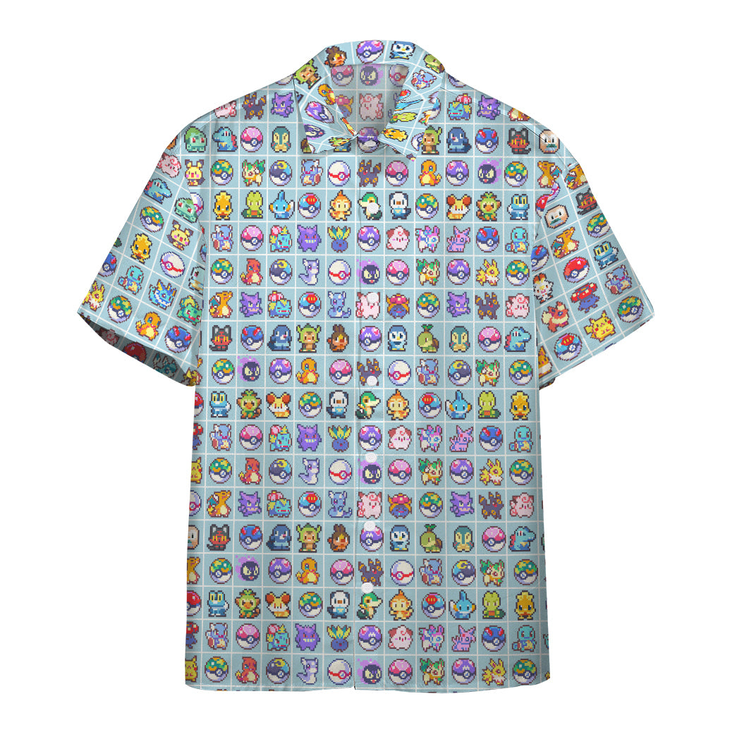 Gearhumans Blue Pkm Pixel Custom Hawaiian Shirt Ha73387