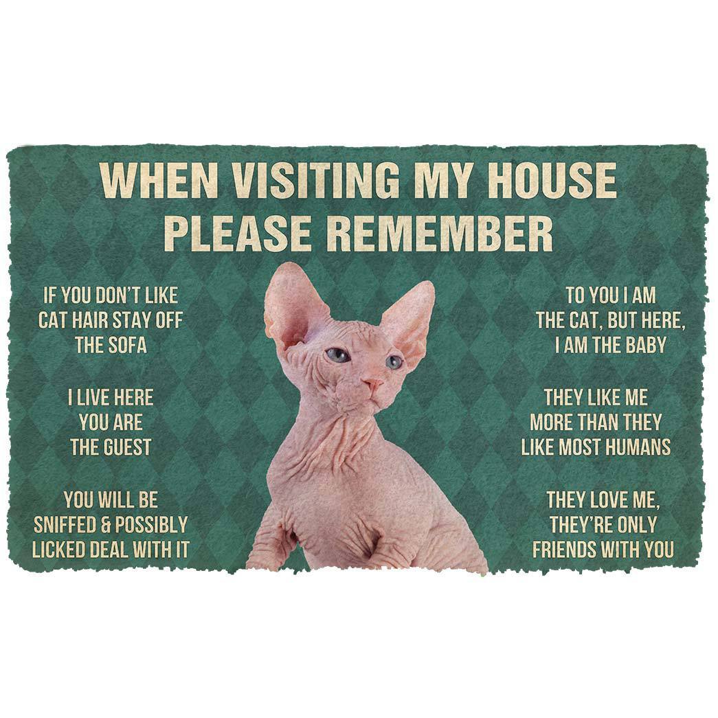 Gearhumans  Gearhuman 3D Please Remember Sphynx Kitten Cats House Rules Custom Doormat