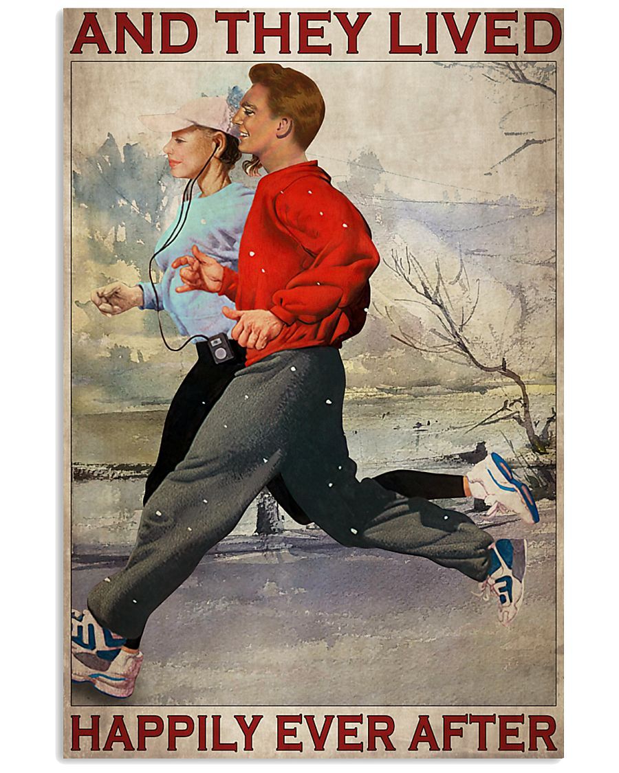 Couple Running They Lived Happily Ever After poster canvas