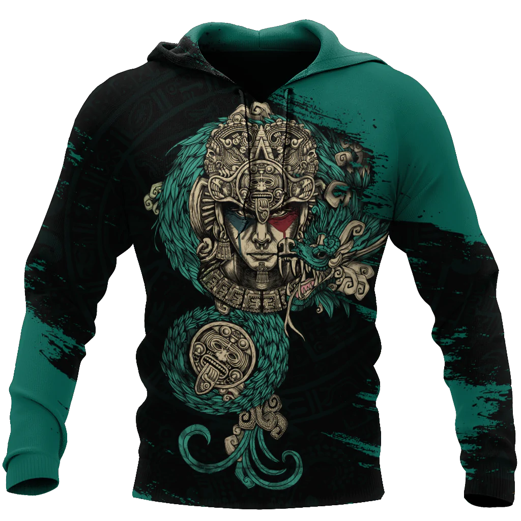 Aztec Warrior Unisex Hoodie, 3D All Over Print Aztec Hoodies