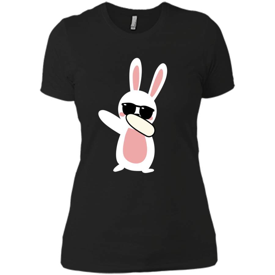 Dabbing Easter Bunny Funny Easter T-Shirt Next Level Ladies Boyfriend Tee