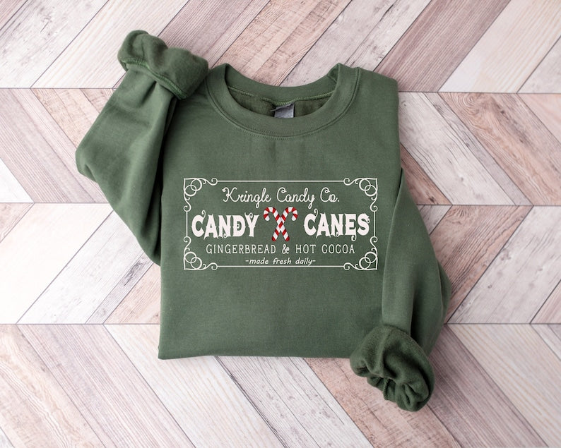 Candy Cane Christmas Sweatshirt 2D Crewneck Sweatshirt All Over Print Sweatshirt For Women Sweatshirt For Men Sws4658