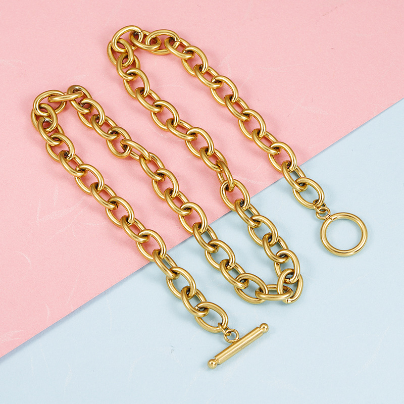 10pcs/Lot Stainless Steel Square Link Chain Necklaces For Women Men Toggle Clasp OT Buckle Choker Collar Hip Hop Jewelry alx