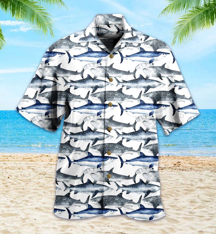 Shark White Hawaiian Shirt 3D