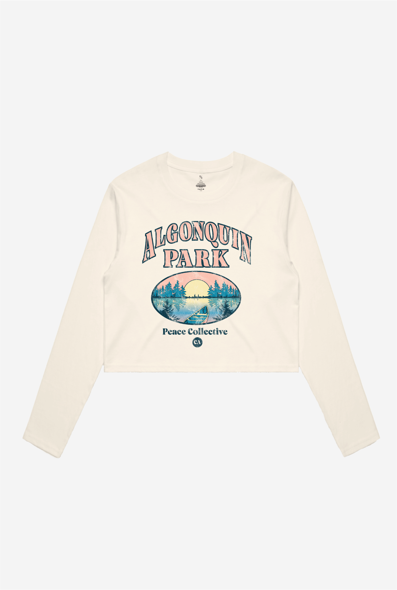 Algonquin Post Card Cropped Long Sleeve Shirt – Ivory